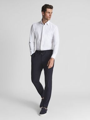 Navy Reiss Voyage Elasticated Waist Technical Trousers