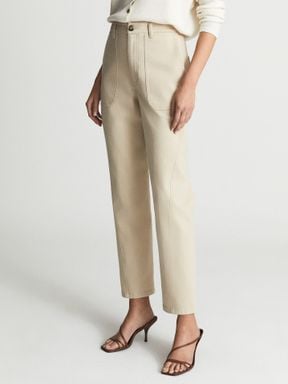 Stone Reiss Erin Cotton Tapered Slim Trousers