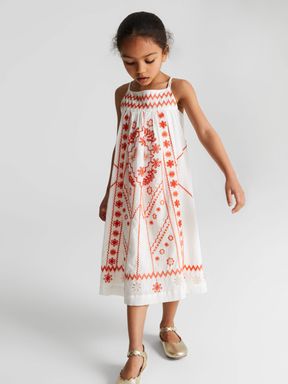 White Reiss Jade Junior Embroidered Dress