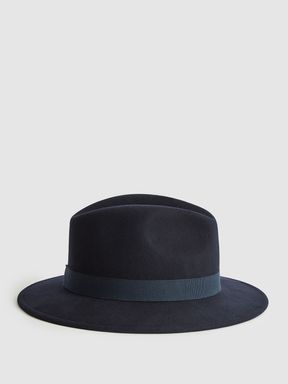 Navy Reiss Ashbourne Wool Fedora Hat
