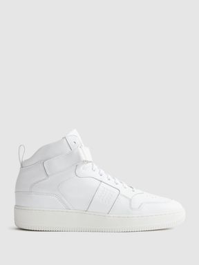 White Reiss Aira High Top Leather Trainers