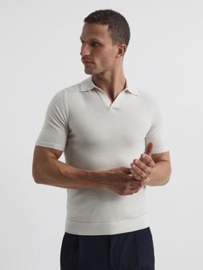 Bianco Reiss Duchie Merino Wool Open Collar Polo Shirt