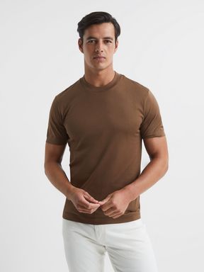 Toffee Reiss Hunter Mercerised Cotton High Neck T-Shirt