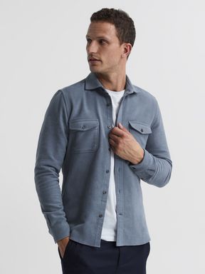 Airforce Blue Reiss Miami Twin Pocket Overshirt