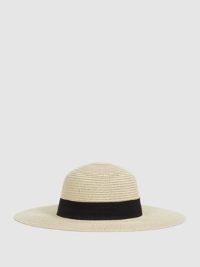 Natural Reiss Lexi Woven Wide Brim Hat