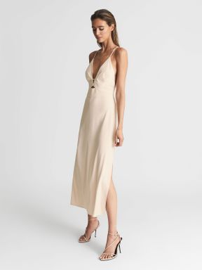 Reiss Babette Mint Embellished Cupro Satin Look Occasion Maxi Dress RRP£350 8-14 