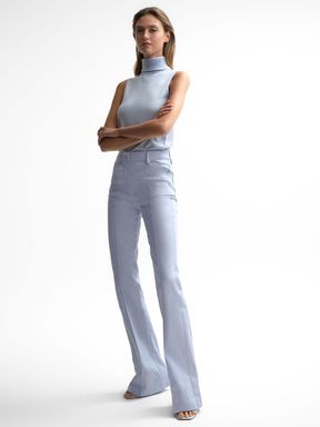 Ice Blue Reiss Florence High Rise Flared Trousers