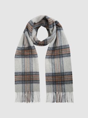 Grey Reiss Curtis Wool & Cashmere Checked Scarf