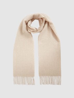Oatmeal Reiss Clay Wool-Blend Dogtooth Scarf