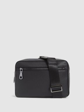 Black Reiss Carter Leather Cross-Body Bag