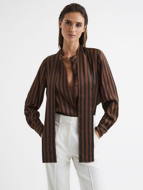 Brown Reiss Savannah Stripe Shirt
