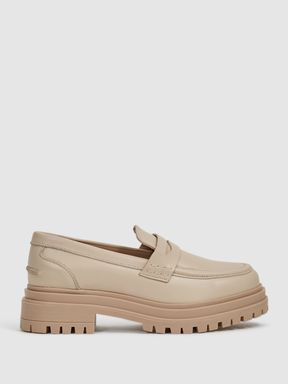 Ecru Reiss Cameron Cleated Sole Leather Loafers