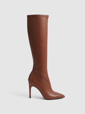 Tan Reiss Carina Knee High Leather Boots
