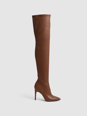 Tan Reiss Caia Over The Knee Leather Boots