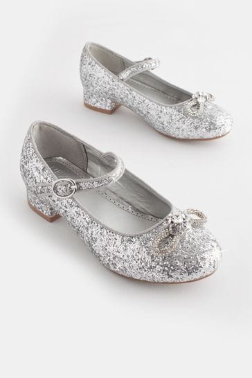 Girls silver glitter pumps hotsell
