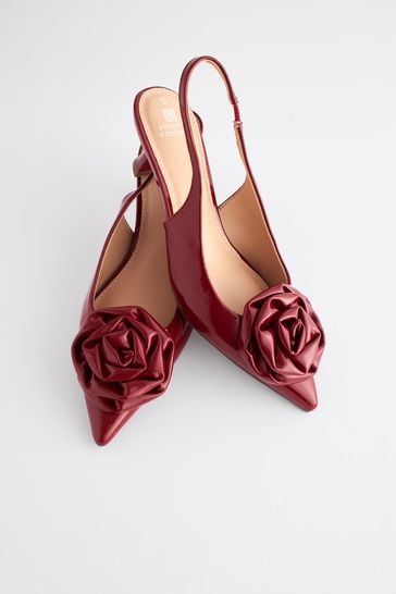 Red slingback kitten heels 2025
