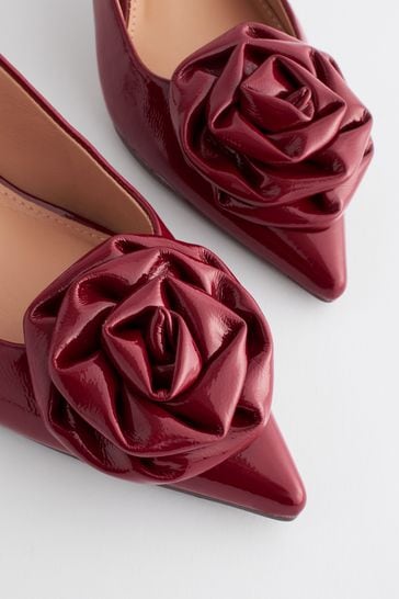 Red satin kitten heels hot sale
