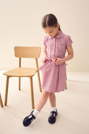 Pink gingham school dress deals