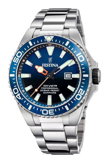 Silver diver watch top