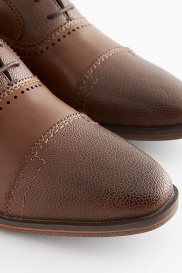 Tan Brown Oxford Toe Cap Shoes