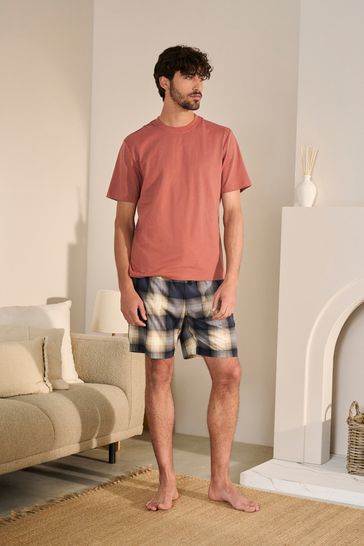 Orange Stone Check Motionflex Cosy Short Pyjamas Set