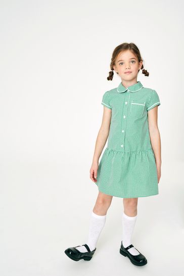 Girls green discount gingham dress