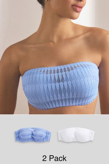 Blue/White Graphic Lace Strapless Multiway Bras 2 Pack