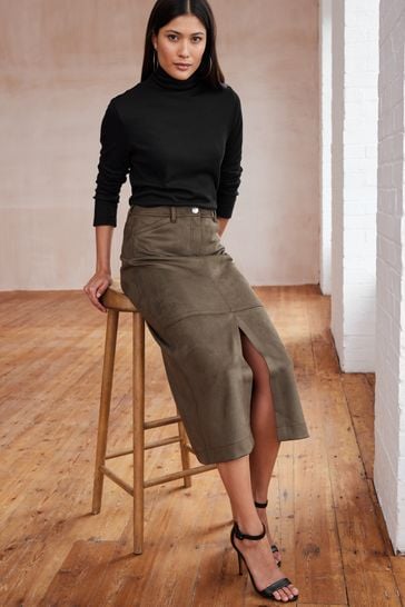 Green shop suede skirt