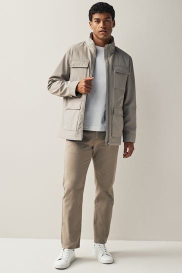 Funnel neck top utility jacket