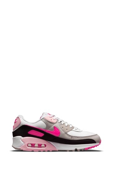 Buy Nike White/Pink Air Max 90 Trainers 