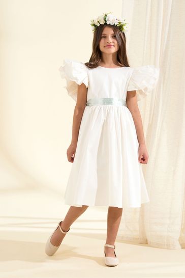 Buy Angel Rocket Sylvie Taffeta Sash White Dress from the Laura