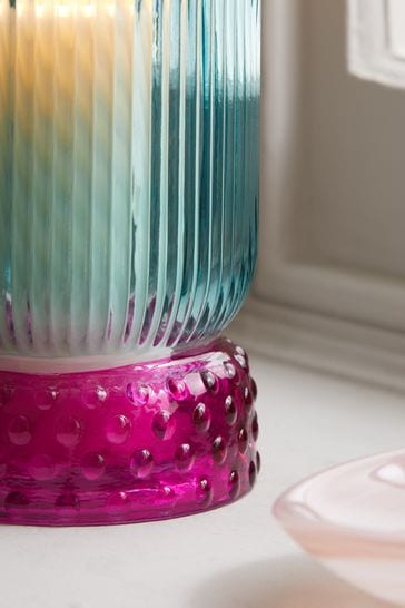 Blue glass hurricane candle holder 2025