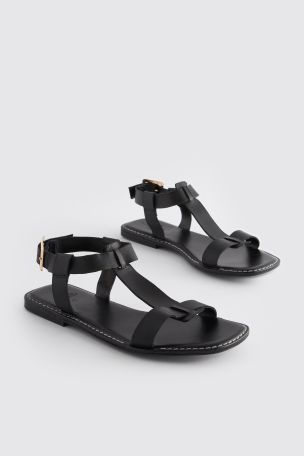 Comfortable black flat sandals top