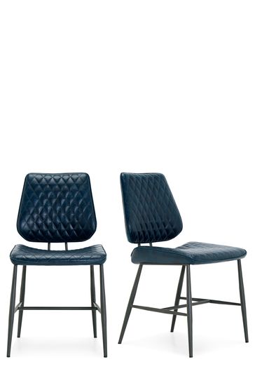 Set Of 2 Carson Dining Chairs By, Navy Blue Leather Dining Chairs Uk