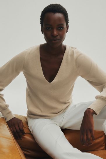 Buy Premium Lyocell Deep V Neck Jumper from Next