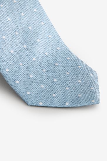 Light Blue Polka Dot Silk Tie And Pocket Square Set