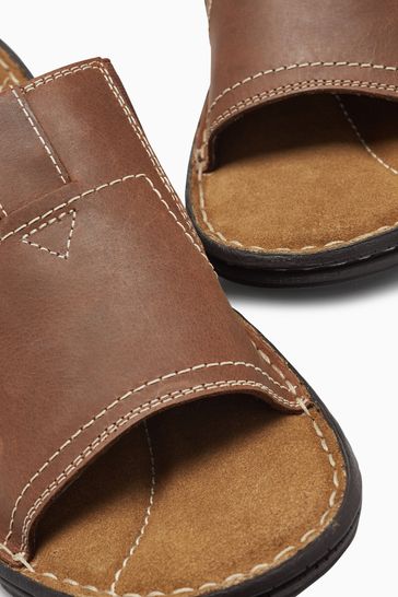 Brown Leather Mules