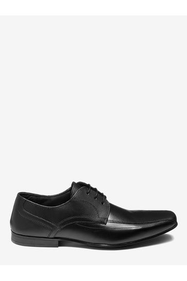 Black Regular Fit Leather Panel Lace-Up Shoes