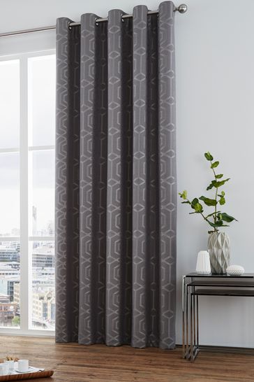 Buy Curtina Camberwell Geo Lined Eyelet Curtains From Next Qatar