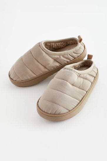 Neutral Thinsulate Lined Quilted Mule Slippers