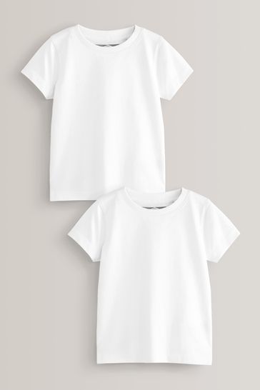 White 2 Pack Short Sleeve T-Shirts (3mths-7yrs)