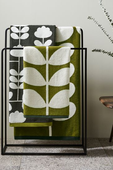 Buy Orla Kiely Cut Stem Moss Charcoal Towel from Next
