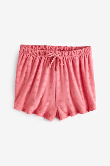 Pink Heart Towelling Button Through Short Set Pyjamas
