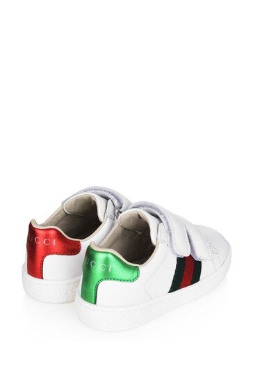 White Leather Velcro Trainers