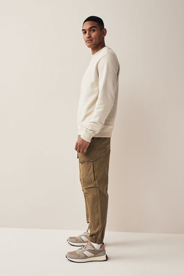 Tan Brown Regular Tapered Stretch Utility Cargo Trousers