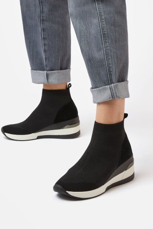 Buy Dune London Womens Black Engel Mid Wedge Sock Trainers from the ...