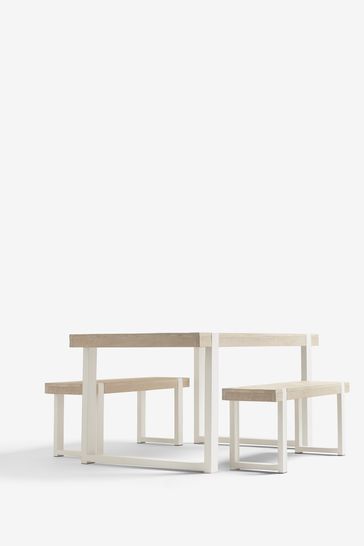 Light Wood Jefferson Pine 4 Seater Bench Dining Table and Bench Set