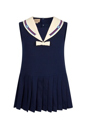 Girls Navy Cotton Dress