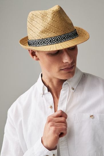 Ikat Band Textured Trilby Hat