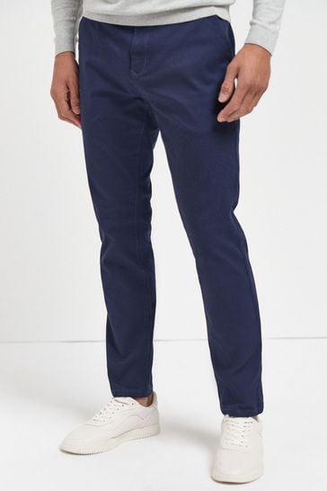 French Navy Slim Fit Stretch Chinos Trousers